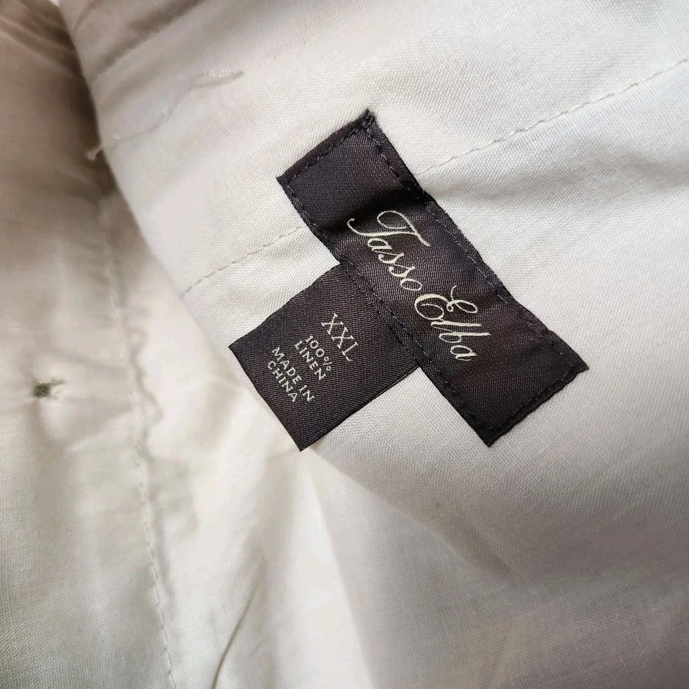 Tasso Elba Linen Pants Men XXL Relaxed Fit Drawstring Elastic Waist Straight Leg